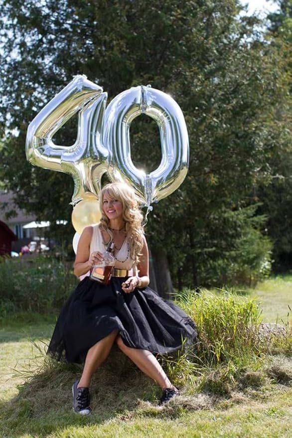 40 Inch Large Numbers Balloon, 4 Silver Ballon for 4th 14 40 44 Birthday Party, Balloon 4 Number for Graduations Wedding Supplies