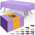 Smiry Disposable Table Cloth - 15 Pack, 54 x 108 Inch Waterproof Rectangle Tablecloths for Parties, Decorative Plastic Table Cover, Leakproof & Sturdy, Lavender