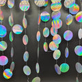 JEYE Iridescent Silver Glitter Circle Dots Paper Garland Polk Dot Streamer Party Decoration Banner Backdrop Hanging for Birthday Wedding Baby Shower Engagement Graduation Thanksgiving
