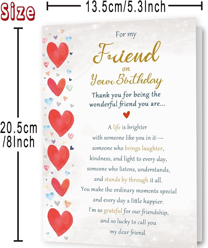 Friend Birthday Card, Best Friend Birthday Cards Gifts for Women Men Him Her