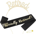 Didder Gold Retirement Party Headband and Officially Retired Sash - Celebration Decorations and Gifts for Her