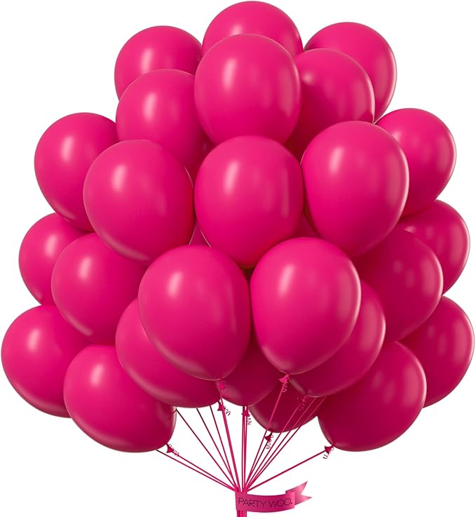 PartyWoo Hot Pink Balloons 101pcs 12 Inch Magenta Fuchsia Balloons for Baby Shower Gender Reveal Engagement Bachelorette Wedding Bridal Shower Anniversary Birthday Party Decorations Pink-Y12