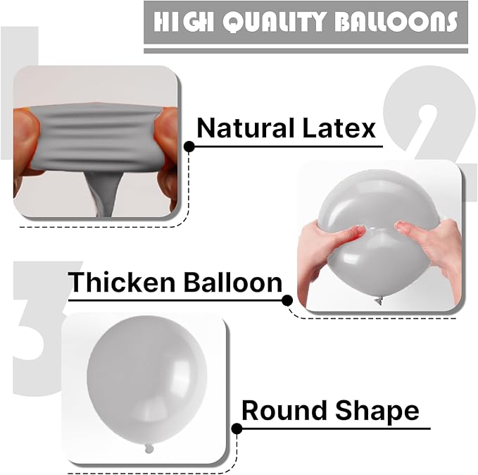 PartyWoo Gray Balloons 152pcs Different Sizes Pack of 18 12 10 5 Inch Matte Gray Latex Balloon Arch Kit Garland for Baby Shower Graduation Wedding Anniversary Birthday Party Decorations Gray-Y71