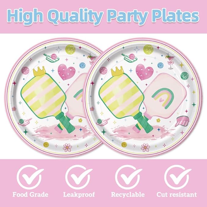 40Pcs Pickleball Birthday Party Plates and Napkins for 20 Guests Tableware Pickleball Supplies for Kids Baby Shower Birthday Party Decorations