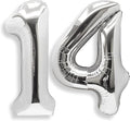 AULE 40 Inch Large 14 Balloon Numbers Silver, Big Foil Number Balloons, Giant Helium Happy 14th Birthday Party Decorations for Boy and Girl, Huge Mylar Anniversary Party Supplies