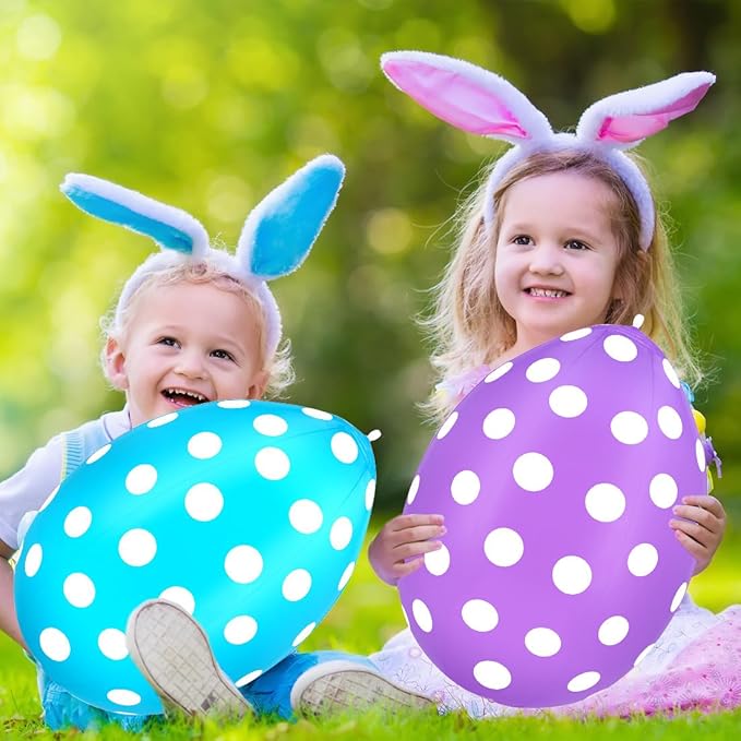 6 Pcs Easter Inflatables Eggs Outdoor Decorations Easter Inflatables Outdoor Decorations, Hanging Inflatables Holiday Party Decor Kit