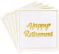 Vuzvuv 50 Pack Happy Retirement Cocktail Napkins - Disposable Paper Hand Napkins for Retirement Parties Farewell Gatherings Office Send-Off Party Decorations Table Decor (5" Folded 2 Ply - White)