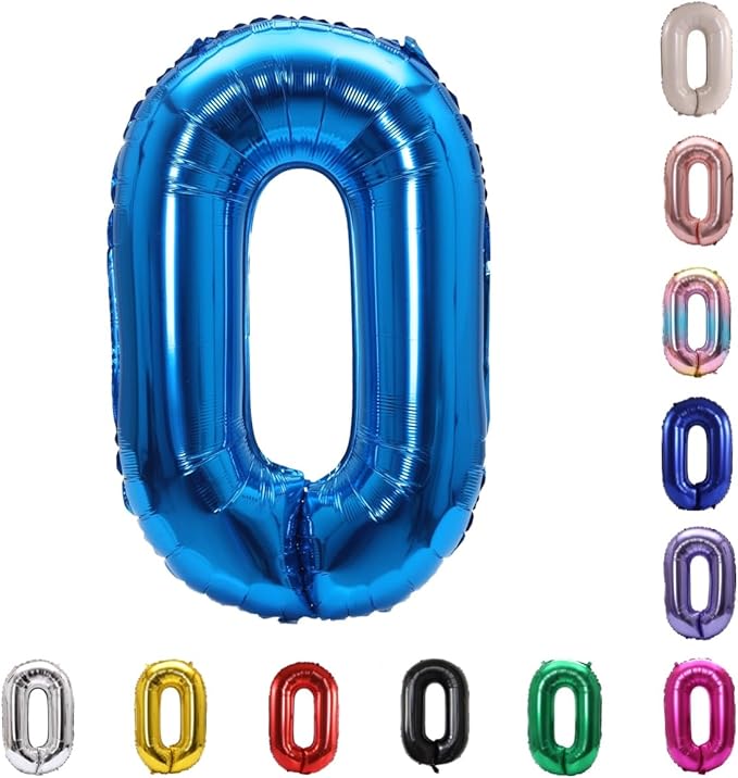 YPSelected 32 Inch Large Foil Helium Number Balloon Birthday Wedding Party 0-9 (Blue, 0)