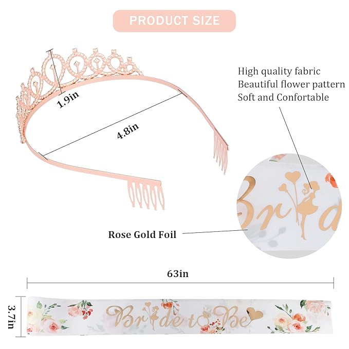CIEHER Bride To Be Gifts: Sash, Tiara, Bachelorette & Bridal Shower Decorations
