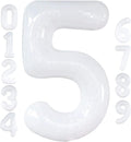 White Number 5 Balloons for 5th Birthday Decorations - Large 40 Inch 5th Birthday Decorations | 5 balloon number| Birthday Number Balloons | White 5th Birthday Party Supplies