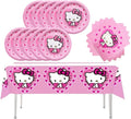 41 pcs Pink Cat Party Decoration Hello Cat Pink Kite Including 1pc Tablecover 20 pcs 7 inches Plates and 20 pcs 6.5 inches Napkins Cat Theme Birthday Party Decoration Favor Sets (41pcs heart)