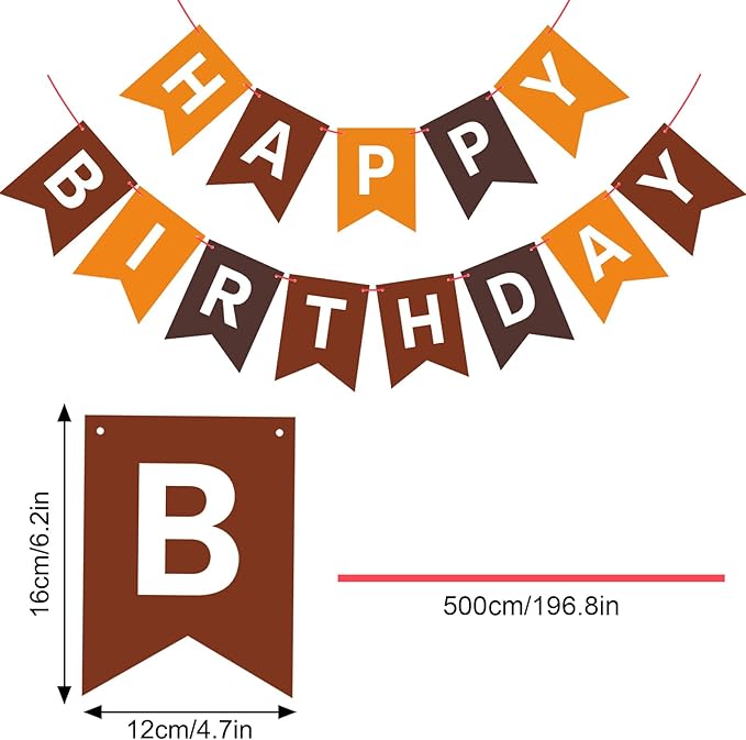 Brown Happy Birthday Banner Sign Birthday Bunting Banner Garland for Kids Girl Woman Birthday Tea Party Decorations Bunting Flag Party Supplies