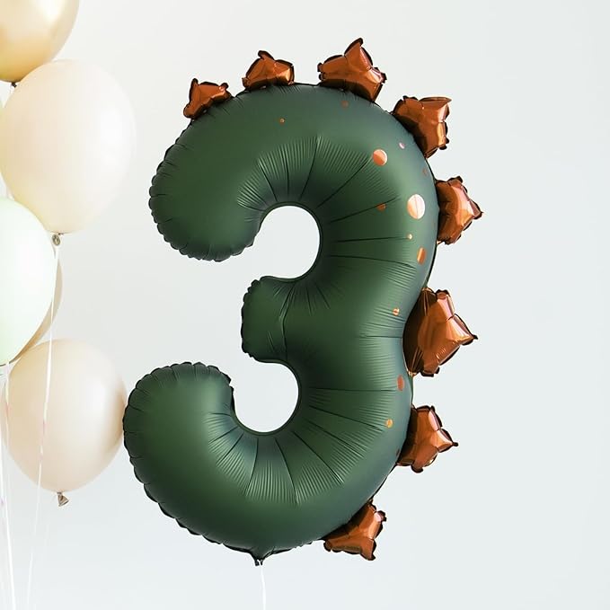 Dinosaur Number 3 Balloon PartyDeco 36 Inch Three Rex Balloons 3 Years Old Birthday Decorations Boy Dinosaur Third Birthday Party Supplies