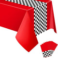 Irenare Car Birthday Party Supplies Racing Decorations 50s Party Tablecloth Racetrack Table Runner Table Covers for Kids Boy Car Theme Birthday Decor, 54 x 108 Inch(Red,8 Sheets)