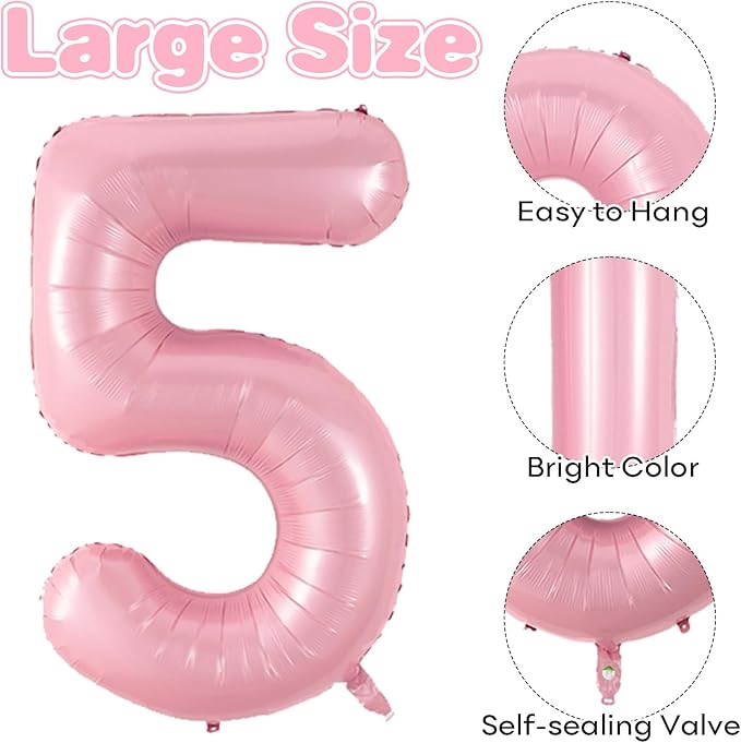 40 Inch Pink Number 15 Balloon, Giant Foil Light Pink 15 Balloons, Pastel Pink Digital 15 Balloon Helium 15 Birthday Balloon for Girls Women 15th or 51st Year Old Birthday Party Decoration Anniversary