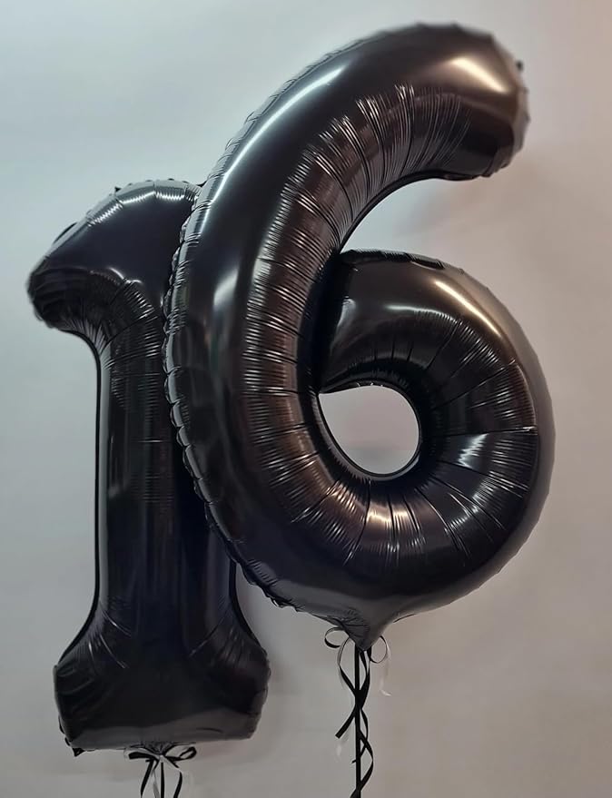Black Number 6 Balloons – 40 Inch Giant Foil Number Balloon, Black Number Balloon for Men Women Boys Girls Birthday Graduation Anniversary Party Decorations