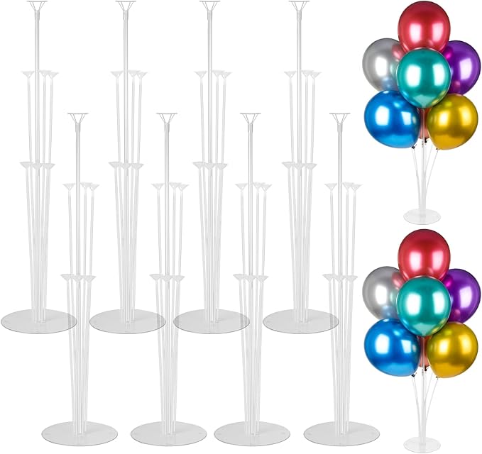 8 Sets Balloon Stand Kits, Balloon Sticks Holder with Base for Table Graduation Birthday Baby Shower Gender Reveal Party Decorations