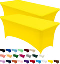 Utopia Kitchen Spandex Tablecloth 2 Pack [6FT, Yellow] Tight, Fitted, Washable and Wrinkle Resistant Stretch Table Cloth Rectangle Cover for Trade Show, Weddings & Parties [72Lx30Wx30H Inch]