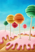 AOFOTO 6x8ft Colorful Lollipop Background Childhood Sweet Candyland Dreamy Fantasy Cartoon Photography Backdrop Photo Studio Props Kid Child Infant Girl Baby Portrait Vinyl Wallpaper