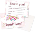 Kids Thank You Cards Fill in the Blank, Boho Rainbow Thank You Notes For Boys Girls, Pink Rainbow Greeting Card, Birthday Party Decorations Favors (20 Cards With 20 Envelopes) -28