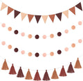 Irenare 9.8ft Pom Pom Garland Felt Rainbow Garland Graduation Party Decoration Colorful Pennant Tassel Banner Birthday Baby Shower Triangle Banner for Classroom School Mantel Fireplace(Gradient Brown)