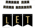 Andaz Press Faux Gold Glitter on Black Funny Alcohol Party Banner Decorations, Let's Get Ship Faced, Anchor Graphic, Approx 5-Feet, 1-Set, Wedding Bridal Shower Bachelorette Hanging Pennant Decor