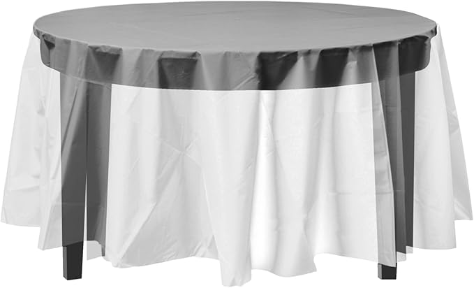 Exquisite 12-Pack Premium Plastic Tablecloth Pack of 12 Premium Plastic Tablecloth 84 Inch Round Table Cover - Clear