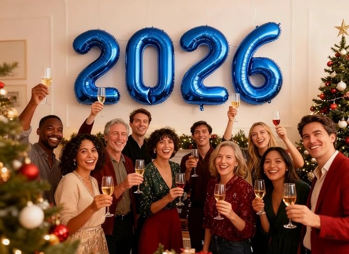 2026 Navy Blue Foil Number Balloons, 2026 Dark Blue Balloon 40 Inch for New Years, Blue Senior 2026 Nye Decor Party Graduations Birthday Supplies