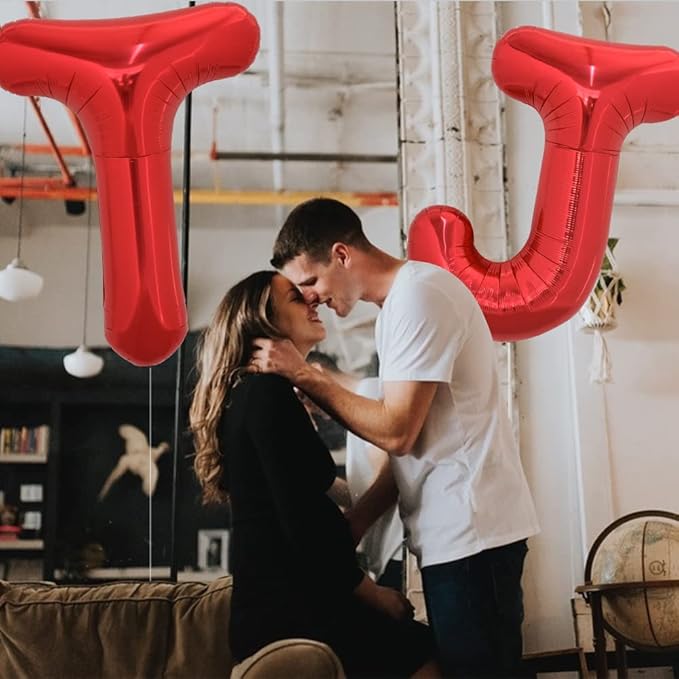 TONIFUL 40 Inch Large Bright Red Letter Balloons A-Z, Giant Jumbo Helium Foil Mylar Big Letter T Balloons for Birthday Party Anniversary Wedding Decorations