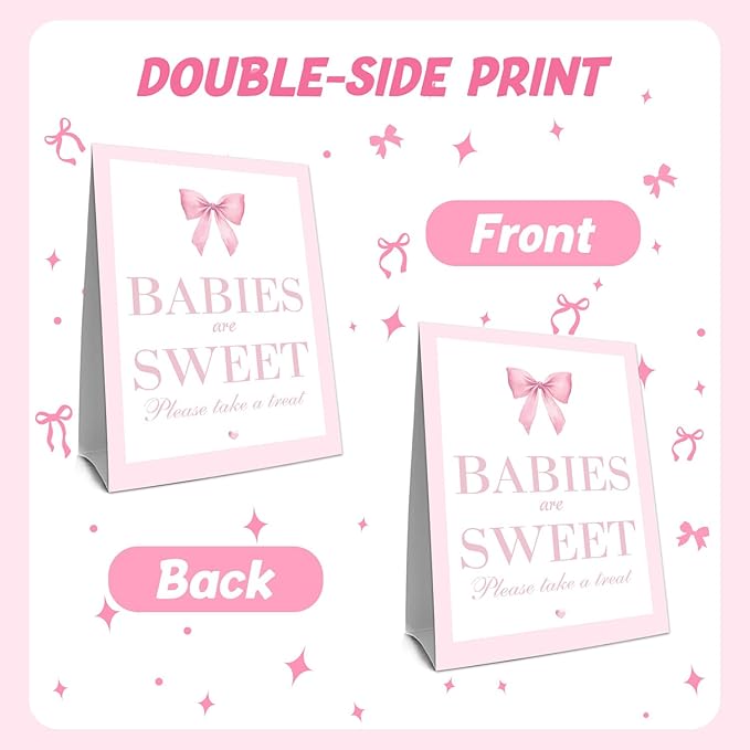 Pink Bow Baby Shower Decorations, Baby Shower Games, Pink Bow Enioy Gift and Gift Cards for Kids' Party, Birthday Party Decorations Bow Games Activity Party for Girl