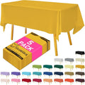 Disposable Plastic Tablecloth Yellow 54x108 Inch, 5-Pack Waterproof Rectangular Table Cover for Parties, Picnics, Dining Protection