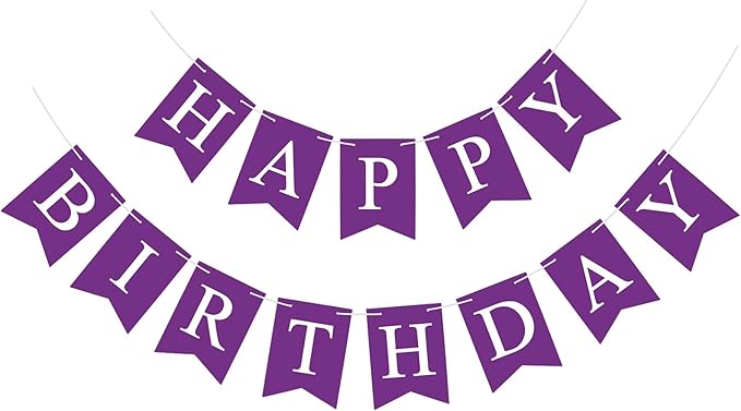 Purple Happy Birthday Banner Sign Happy Birthday Bunting Banner Garland for Kids Girl Woman Birthday Tea Party Decorations Bunting Flag Birthday Party Supplies