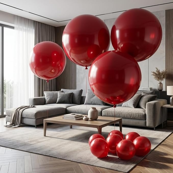 KALOR Burbundy Red Giant Balloons 36 Inch Large Latex Balloons, 4 Pack Jumbo Round Helium Balloon for Birthday Bridal Shower Wedding Baby Shower Party Decorations