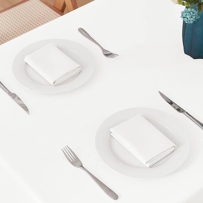 2 Pack Rectangle Tablecloth, 60x120 inch, Water Resistant Wrinkle Free Linen Textured Table Cloth Washable, Decorative Fabric Table Cover for Dining, Party and Camping, White