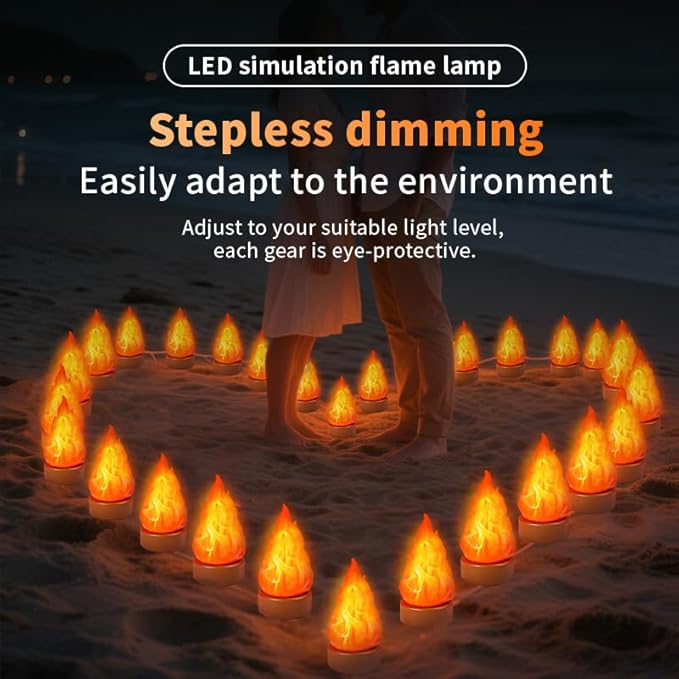 Rechargeable 3D Flame Light with 3 Modes: Long-Lasting, Flickering, and timed Realistic Flame Effects, Suitable for Indoor/Outdoor Halloween, Christmas, Camping, and Home Decoration