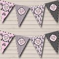 Paris Poodle Stripes Black Pink French Personalized Birthday Party Bunting - Hanging Party Decoration - Birthday Party Banner Garland | Decorative Party Supplies