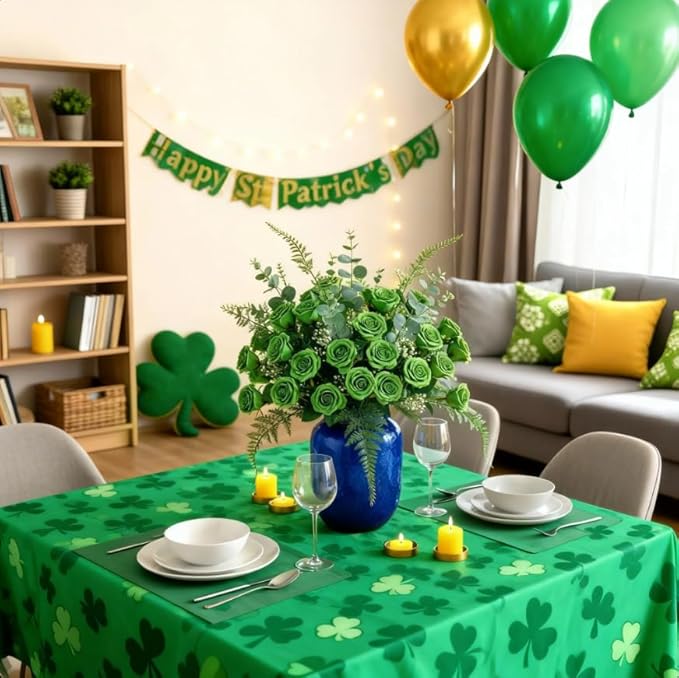 Auihiay 60PCS Green Roses Artificial Flowers, Fake Roses, Velvet Silk Green Flower, Natural-Looking Faux Blooms Ideal for Valentine's Day, St. Patrick's Day, DIY Floral Craft & Home Decoration