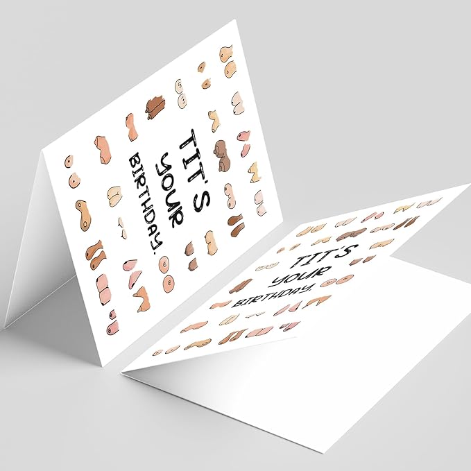 PIUST Funny Birthday Card for Him Her, Tit's Your Birthday Card for Women Men, Cheeky Boob Card for Husband Boyfriend Wife Girlfriend (17)