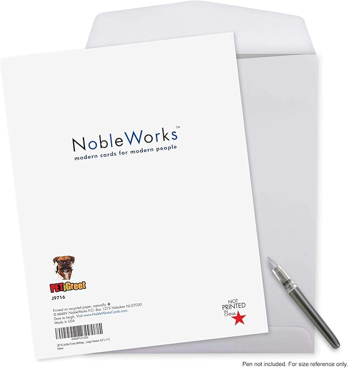 NobleWorks - Oversize Funny Birthday Paper Card 8.5 x 11 Inch with Envelope (1 Pack) Big, Jumbo Bday Mustaches J9716