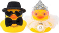 wonuu Pair Set of 2 Wedding Rubber Ducks, Bride Groom Duckies Marriage Rubber Duck Mini Couple Ducky for Ceremony Gift Souvenir Marry Blessings Elegant Heartwarming Present, White Double Lace Dress
