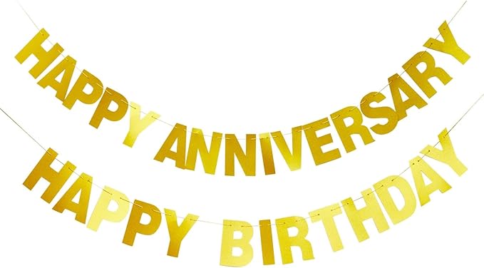 Make Your Own Banner Kit - 130-Piece, Gold Glitter, 5-Inch Characters - DIY Banner Kit with Glitter String Letters for Birthday & Wedding Party Decor