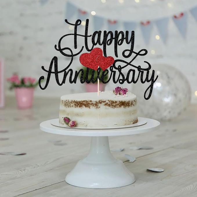 Kaoenla Happy Anniversary Cake Topper - Company Anniversary,Wedding Wedding Anniversary,Birthday Party Selected Decoration Supplies