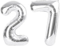 27 Balloon Number, Large Silver Happy 27 Birthday Decoration for Men & Women 2 7 27 72, Foil Number Balloons for Wedding Graduation Celebration Anniversary Supplies