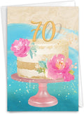 NobleWorks 70th Milestone Birthday Greeting Card with 5 x 7 Inch Envelope (1 Card) Number Cake 70 C10118MBG