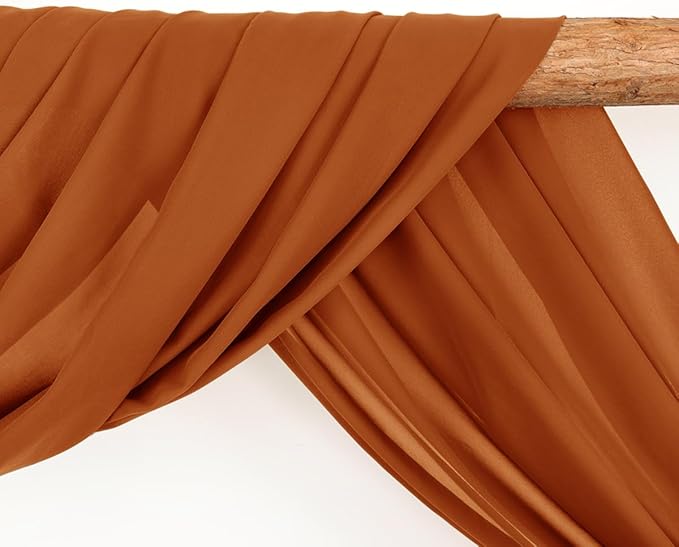 Wedding Arch Draping Fabric 30'' x 18FT Sheer Chiffon Arch Drape Backdrop 1 Panel Terracotta Drape for Easter Bridal Shower Baby Shower Photo Booth Church Decor Birthday Party Outdoor Decor