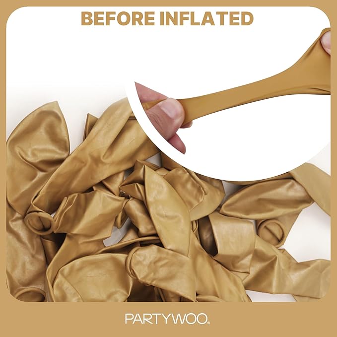 PartyWoo Metallic Gold Balloons 101pcs 12 Inch Chrome Gold Latex Helium Balloons for Wedding Christmas Birthday Graduation Baby Shower Retirement Bachelorette Tea Party Decorations Gold-G127