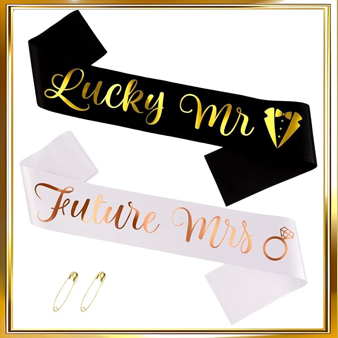 Engagement Party Decorations Crown Sash Set Future Mrs& Lucky Mr Decor Just Engaged Sash Tiara Decorations Engagement Gifts Sign
