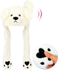 Animal Hat with Ears Moving Jumping Pop Up Beating Hat Plush Holiday Cosplay Dress Up Funny Gift for Kids