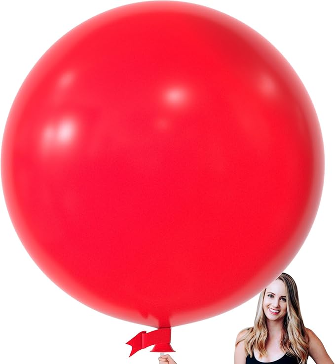 KALOR 36 Inch Giant Red Balloons, 6 Pack Large Round Red Latex Balloons for Anniversary, Birthday, Christmas, Wedding, Baby Shower Party Decorations
