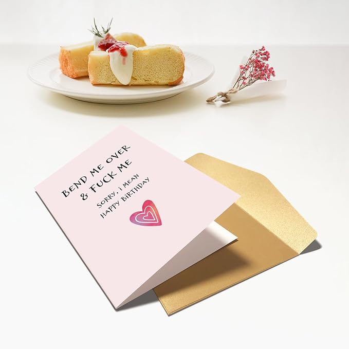 Chenive Dirty Birthday Card for Husband Boyfriend, Rude Husband Birthday Card from Wife, Naughty Boyfriend Birthday Card from Girlfriend, Funny Sexy Bday Card for Him, Bend Me Over & Fuck Me